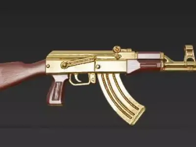 Gold AK 47 gun 3D model