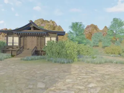 Serene Village Landscape 3D model purchase