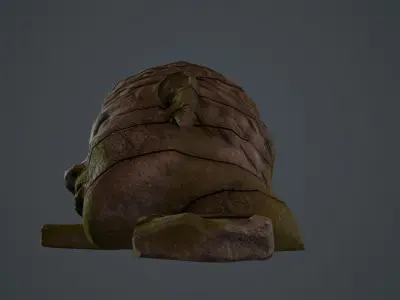 Ancient statue head Low-poly 3D model