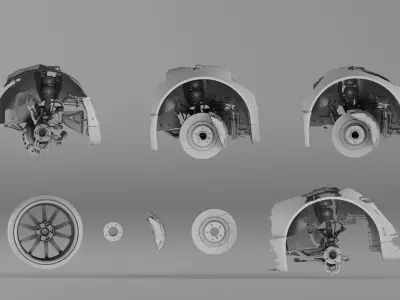 001654 3D Scan of Jaguar XKR II Suspension and Wheel Assembly 3D model