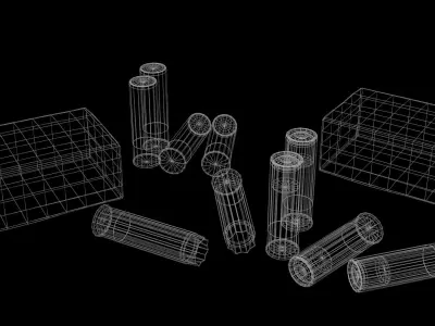 Shotgun Shells 12-70 with boxes Low-poly 3D model