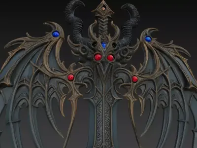 Stylized Fantasy Sword 3D Model - Decorative Weapon 3D model