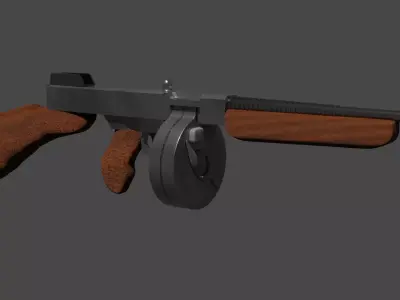 A simple model of a submachine gun Thompson Free 3D model