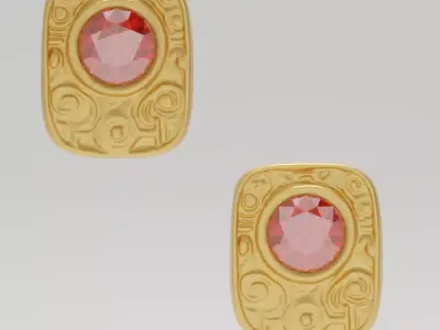 Aurum Relic Earrings - 3D print ready 3D print model  3D print model