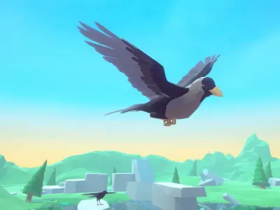Poly Art Ravens and Crows Low-poly 3D model