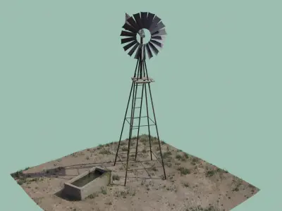 Farm Windmill Low-poly 3D model