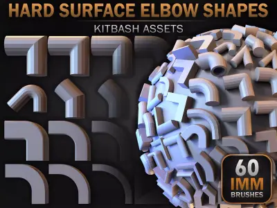 60 Hard Surface IMM Elbow Shapes Low-poly 3D model
