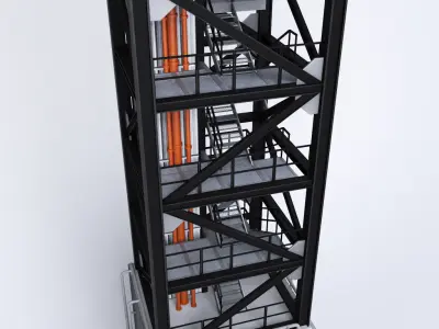 Rocket launch complex platform 3D model