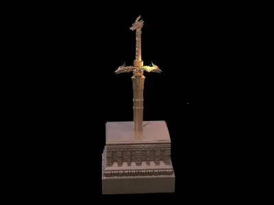 Dragon sword in stone 3D model