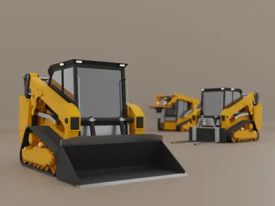 Compact Track Loader Heavy Vehicle Low-poly 3D model