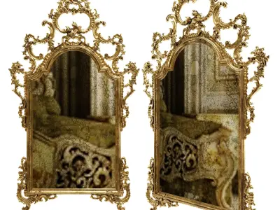 French Louis XV Rococo Style Console Mirror 3D model