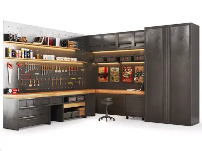 workshop 02 Garage tools work tools Low-poly 3D model