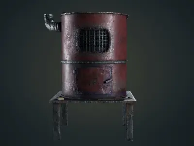 Hand Made Furnace Low-poly 3D model