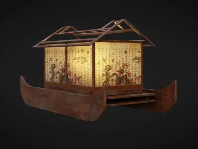 Lantern Boat Low-poly 3D model