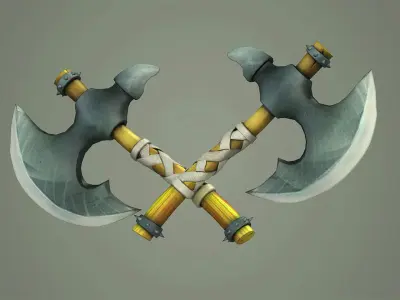 cartoon handle Stylized Axe 3D model