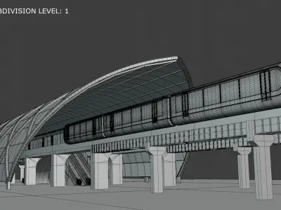 Monorail station with train 2023 II 3D model