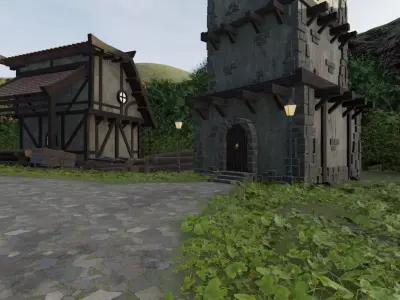 Village In A Hollowed Valley 3D model