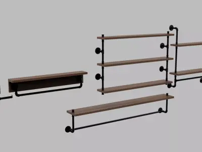 Industrial Pipes Bathroom Set Low-poly 3D model