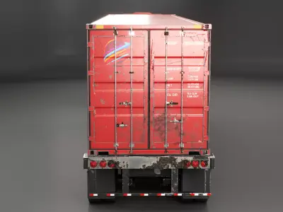 Used Generic Semi Truck with ISO Shipping Container Trailer 3D model