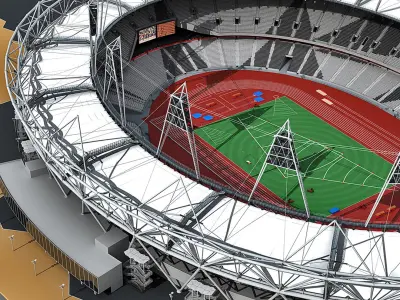 Olympic Stadium With Athletics Equipment 3D model