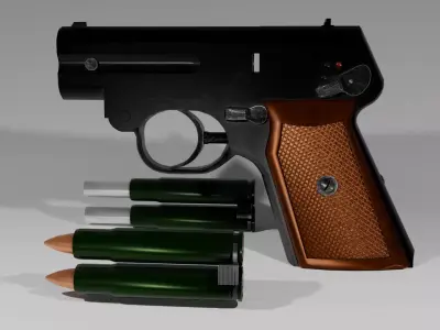 Soviet noiseless pistol complex S4 Low-poly 3D model