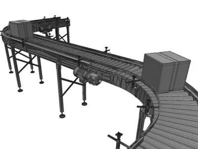 Conveyor 3D model belt with boxes 3D model