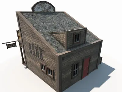 Wild West Building Bundle LOW POLY PBR Low-poly 3D model