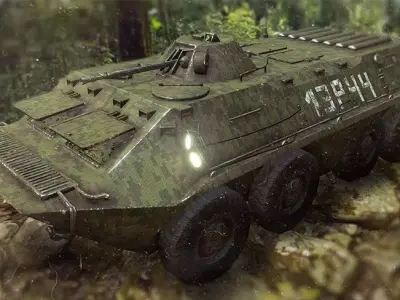 Functional - 6 Versions  APC  Military Vehicle Low-poly 3D model