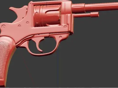 FRENCH REVOLVER 1892 Low-poly 3D model
