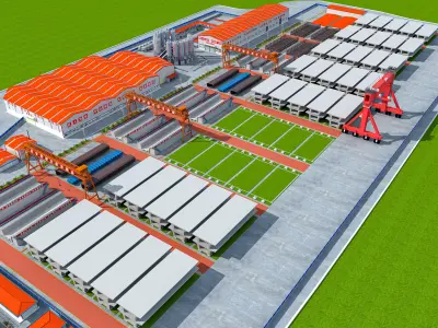 Cement bridge manufacturing plant 3D model
