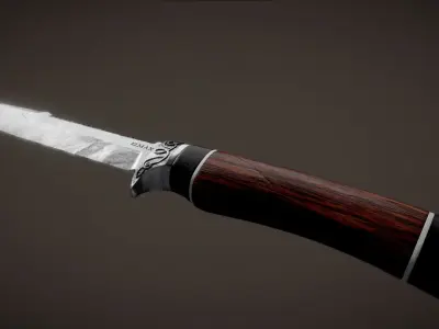 Hunter Knife Low-poly 3D model