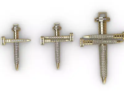 dijes- Colgantes paquete de 3 cruces de estaca -v- 3D print model