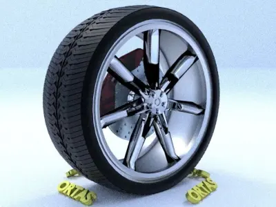ORTAS CAR RIM 23 GAME READY RIM TIRE AND DISC 3D model