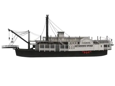 Paddle Steamer River Boat 3D model by 3D-Horse