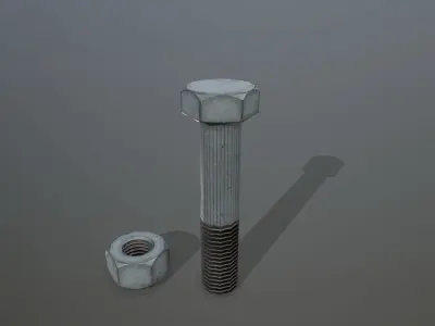Bolts bolt and nut Low-poly 3D model 8