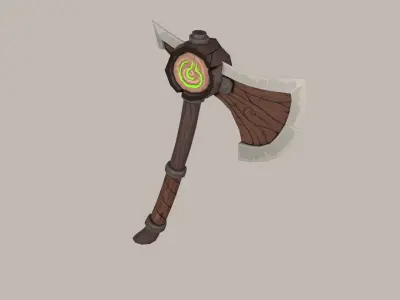 Wooden axe Low-poly 3D model 2