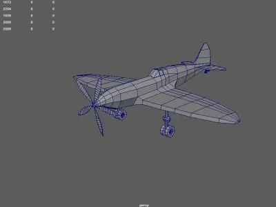 Airplane cartoon - 01 Low-poly 3D model