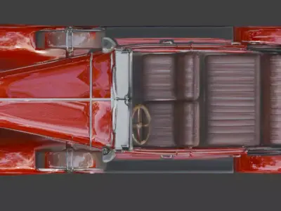 Vintage 1920s Ruby Red Luxury Phaeton 3D Model Low-poly 3D model