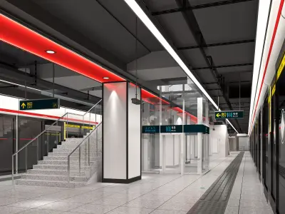 Design of Platform Space in Subway Stations 3D model