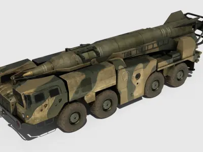 SCUD-B military vehicle Low-poly 3D model