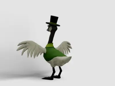 Goose in hat Free low-poly 3D model