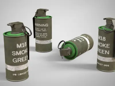M18 Green Smoke Hand Grenade AAA Game Ready Low-poly 3D model