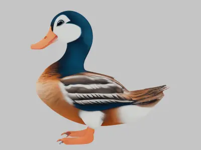 Detailed 3D Model of a Stylized Duck Low-poly 3D model