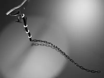 Stylized Scythe Weapon with chain PBR High poly game ready 3D model
