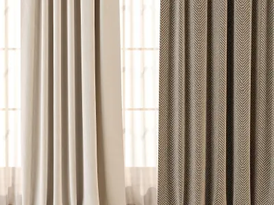 Herringbone and Sheer Curtain  Free 3D model