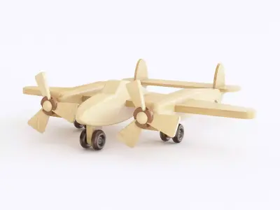 Wooden toy airplane 03 3D model