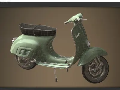 Low Poly Vespa 50s Piaggio Scooter green Low-poly 3D model