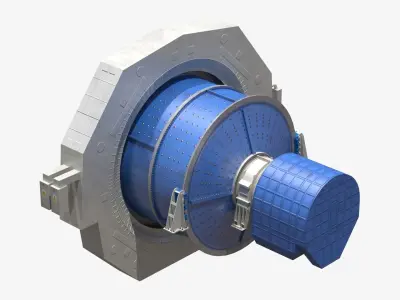 Ball Mill - SAG - Low Poly  Low-poly 3D model