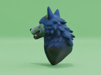 Wolf Head Stylized Low-poly 3D model