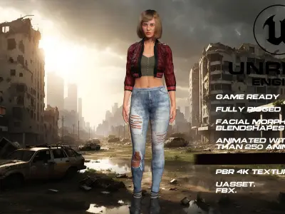 Zombie Hunter full rigged - game ready - animated Low-poly 3D model 4
